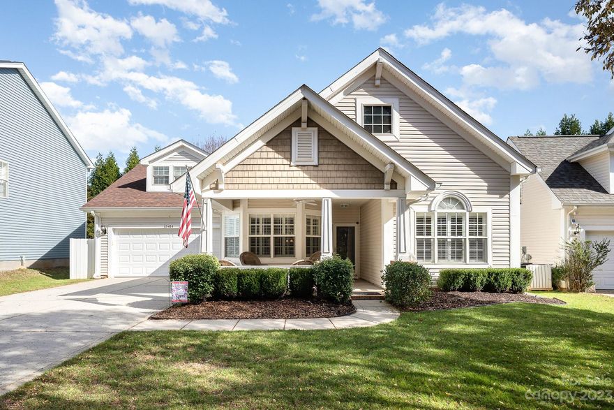 THIS SPECTACULAR 1 1/2 story HOME IS WAITING FOR YOU!! Be welcomed by a Rocking Chair Front Porch & step into a Beautiful Open, Split Bedroom Plan offering space & functionality! Notice a vaulted ceiling in the family room while enjoying the gas fireplace & plantation shutters. The spacious primary bedroom has an on-suite! This home offers even more! On the 2nd level is a spacious Bonus Room with a bit of extra attic storage space & includes an attic fan. Enjoy the days & evenings by stepping out into a screened in rear porch, deck & down to the yard which has a newly custom built shed. The front & rear yards are Irrigated!! The AC and Furnace are only 2 months old! The Roof is 5 Years Old and have new gutters and leaders! There is a pool, a playground & a community pavilion where you can gather with neighbors & friends. Live 25-30 minutes to Charlotte & the Airport while enjoying everything this property, Lake Norman, Birkdale & Huntersville.