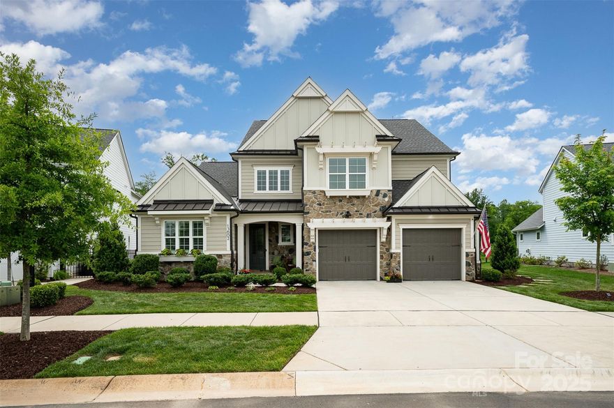 This is the one you don’t want to miss. Many upgrades went into this Classica builder Monterrey plan and it does not disappoint. From the minute you enter the sunny 2 story foyer and look straight through to the beautiful back yard you’ll feel welcome. The upgraded kitchen with beautiful quartzite counters is the center of the main level. The adjoining family and dining rooms each have their own stackable sliding glass doors that open to the fabulous screen room with motorized retractable screens offering both regular and privacy screening.  The Primary bedroom also does not disappoint with stunning  primary bath and walk in closet. Just outside offers wonderful outdoor living with outdoor fire pit, built in grill,and paver patio overlooking a water feature and trees beyond. There are 2 walk in storage areas on the upper level. Superb location close to Birkdale Village,Lake Norman and many shopping and dining areas. There is access to Torrence Creek Pkwy leading to Rosemont nature park