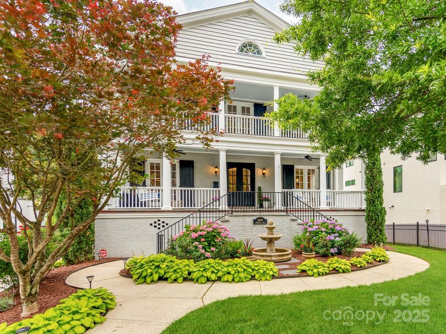 Rare Opportunity to Purchase Your Dream Location with Direct Access to the Best Side of Freedom Park - Large and Expansive Endless Outdoor Fun or Exercise Right Out Your Front Door! - Situated Perfectly South of Uptown, Between Historic Dilworth and Myers Park, Freedom Park is a Central Hub Known as the "Central Park of Charlotte. It is a Very Popular Spot for Residents and Visitors Alike - Fall in Love with Your Double Front Porch Boasting 10 Foot Ceilings with Water Views of The Park Fountain and Lake. Entertaining Friends, Family and Guests is a Breeze with Multiple Indoor and Outdoor Areas Including Double Covered Front Porch with New Decking in 2025, A Modern Rear Metal Deck that Does Not Get Hot to Your Bare Feet in the Sun, Great Lower Level Custom Pool and Patio as Well as Pool House with Outdoor TV, Kitchenette and Lounge. The Property is Extremely Well Kept and it Shows. 2 Dedicated Offices on Separate Floors. Currently Updated Throughout and Move in Ready. A True Gem!