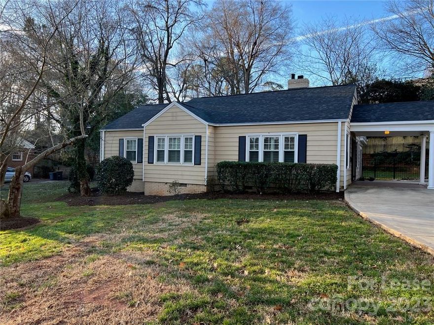 Well taken care of ranch located on cul-de-sac close to uptown, Dilworth, Myers Park, Sedgefield and South End.    This 3 bedroom 2 bath ranch has been recently painted and has new "smart" HVAC system.  Hardwoods and tile floors throughout and  sunroom that overlooks the large fenced in back yard with storage shed.  This home is located close to Freedom Park, Little Sugar Creek Greenway, schools and shopping.   Available for immediate occupancy.
Pets will be considered but will need to be approved and a pet deposit will be required.