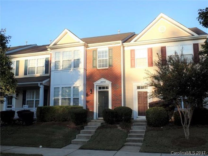 Townhome overlooking pond with fountain.  Walk in closets, Tile floor in kitchen with breakfast area.  Stainless steel appliances. Fireplace in FR.  Washer, Dryer included!!  Community pool with playground.  Walking distance to shopping, restaurants and hospital.   Close to I77 and I485.  Very quiet community
