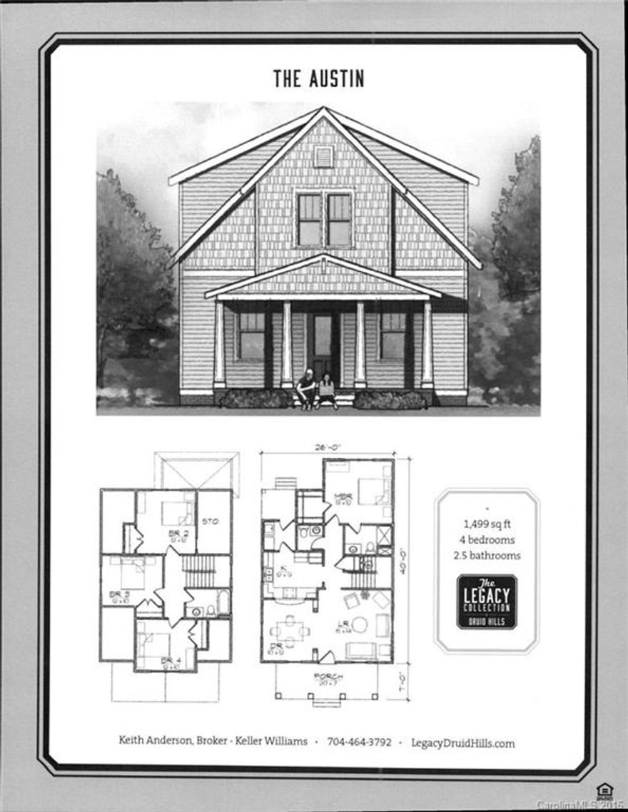 4BR 2.5 BA new home to be built in the Druid Hills neighborhood. MBR on main level  Hardwood floors on main floor.  Granite counter tops in kitchen.  Large porch.  This home will come with kitchen appliances.   Located in an upcoming neighborhood near Brightwalk.   Home is eligible for House Charlotte downpayment.