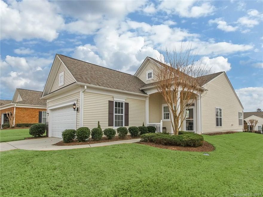 This bright cozy Fox Run 2BR/2BA with sunroom sits on a Summit sized lot. The deck that stretches along the back of the house features a pergola that makes it private and comfortable. It has a kitchen island with a granite top that will accommodate counter stools, tile backsplash, Corian counters, electric smooth top stove, SS appliances, ceramic tile in the kitchen & baths and carpet elsewhere.  This home is move-in ready!  Come check out the active adult lifestyle of Sun City Carolina Lakes.