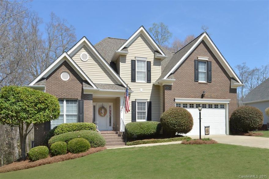Immaculate home on cul-de-sac street in quiet, well-established neighborhood. Crown mouldings, hardwoods throughout. 9' ceilings. Master Suite on main with trey ceiling, whirlpool and separate shower.  Vaulted ceiling and fireplace in Great Room. Open family kitchen with breakfast area. Private backyard with large deck. Backs up to woods. Fort Mill schools. Low SC taxes.