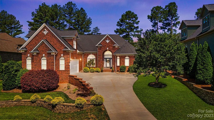Located in the coveted neighborhood of Verdict Ridge, this full brick home is located on the premier 17th hole! Watch the golfers as you swim in your gunite pool or lounge on the brick patio. Brand new top of the line kitchen with stainless steel appliances, soft close doors/drawers, pot filler, slide out drawers, quartzite countertops, custom pantry, 36" gas stove top, and area for full size dining room table. Keeping room with wall of windows make this a perfect office or sitting area. Oversized primary bedroom with his/hers custom closets. Custom molding, wood panels & solid wood sliding doors with glass inserts which enclose library or formal dining room. 2 rooms upstairs can be used as bed/bonus/game room.  Rooms are big enough for a pool table, shuffleboard table, etc plus a movie room!  Lots of storage including a walk-in attic.  Oversized garage has full size kitchen cabinets for storage and epoxy floor.  30 minutes to airport and 35 to downtown Charlotte!
