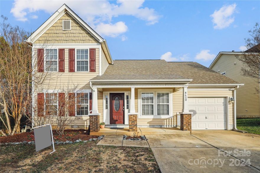 JUST REDUCED!! Homes in the desirable Arlington community are selling fast! This gorgeous 3 bed, 2.5 bath home sits at the end of a quiet street. The first floor features a spacious primary bedroom with walk-in closet & laminate wood floors installed 2021. Two generously-sized bedrooms and tiled bath located on second level. New ultra-quiet dishwasher installed and new hot water heater in 2022. Nest thermostats on both levels. NEW AC UNIT installed 2024. This home comes with a LOW power bill thanks to the solar panels installed in 2019. The solar panels will be paid off with the sale of the home and conveyed to the new homeowner. The front yard has blueberry bushes, a peach tree, and strawberry plants. You walk out onto the paved patio, secluded with your privacy fence, garden & adjacent HOA green space. The community offers many amenities within walking distance including a community pool, clubhouse, weight rm. & basketball/volleyball courts. Close to Charlotte with low SC taxes