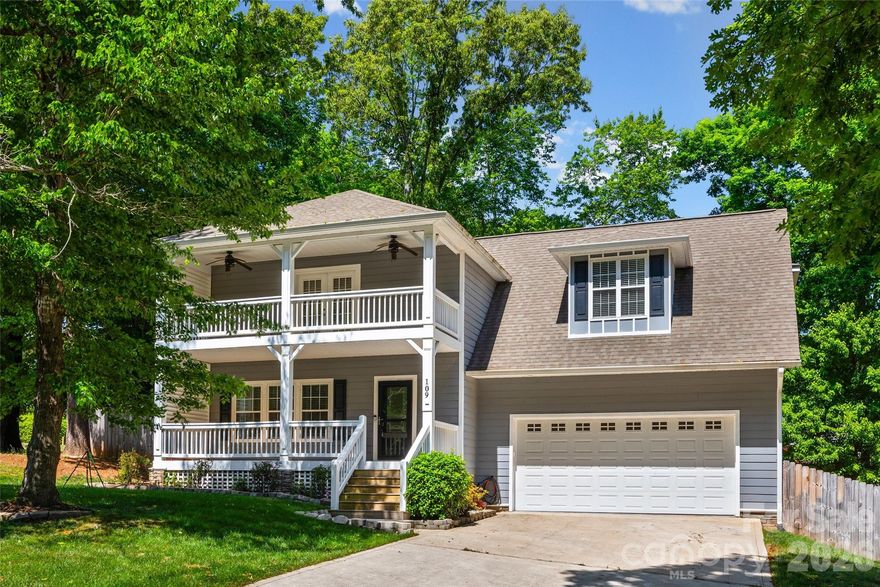Welcome to this Charleston-style Southern charmer in the highly desired Brookridge Shores community with no HOA, located less than 2.3 miles from Hager Creek Lake Norman Access Area. Built in 2019, this home offers three bedrooms, two and a half bathrooms, and the perfect blend of style, comfort, and function. The double covered front porches create standout curb appeal, while the interior features a spacious living room with built-ins and a fireplace, a large dining room with wainscoting detail, and a custom kitchen with 42 inch cabinetry, granite countertops, soft close drawers and doors, stainless steel appliances, and an eat-in breakfast area that opens to the back deck. The sellers have added high-end LVP flooring and completed custom bathroom updates throughout the home, giving the interior a fresh, elevated feel while keeping its warm Southern character. Upstairs, you’ll find three generously sized bedrooms, a large bonus room, and a beautiful primary suite with double vanities, a custom tiled shower, soaking tub, and private covered balcony perfect for morning coffee. Outside, enjoy a wood privacy fence, irrigation in back, deck for grilling, and an oversized two-car garage with opener and keyless entry. Thoughtful updates, timeless charm, and a great location make this home truly move-in ready. Bring us your best offer!