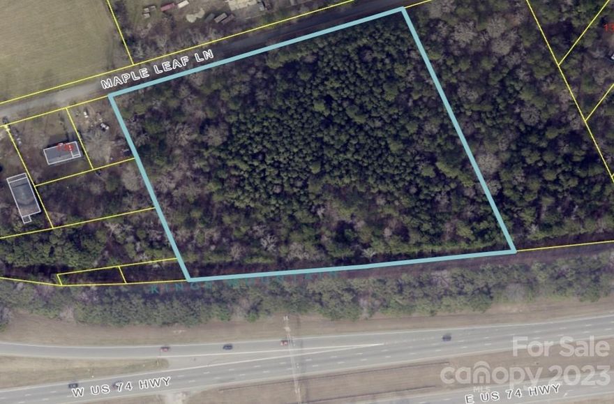 Approximate 5 acres of land with Hwy 74 Visibility.  Ready for your commercial use.  Located on Maple Leaf Rd off of Linwood.  Off of Hwy 161 exit in Kings Mountain.  Easy access to Hwy 74 and I85. Two exits from Two Kings Casino.  Land is currently wooded.  Gaston County/Kings Mountain ETJ.   (See also MLS #4097815 Lots/Land Sale)