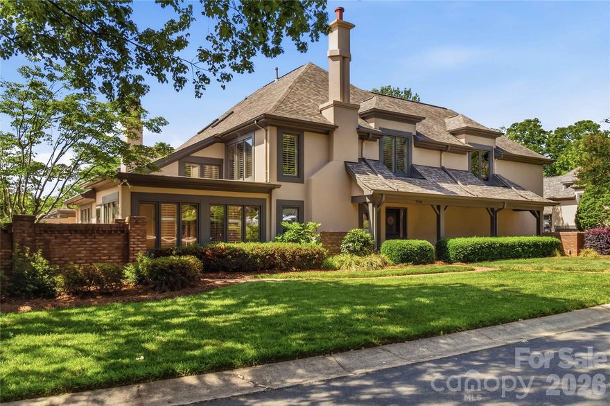 Welcome to effortless, refined living in the highly coveted Carriage Homes at Keswick—where charm, convenience, and privacy converge. Tucked within Piper Glen, this premier location offers seamless access to I-485, Hwy 51, and a short stroll to Trader Joe’s, along with nearby access to the scenic Four Mile Creek Greenway and McAlpine Creek Greenway.

Perfectly positioned on one of the most desirable homesites in the community, this end-unit residence sits on a private corner lot backing to serene HOA common space—offering rare tranquility with no direct rear neighbor.

Inside, thoughtful updates and timeless design create an inviting yet elevated atmosphere. The chef’s kitchen is both beautiful and functional, featuring a gas cooktop, wall oven with convection microwave & warming drawer, built-in cabinetry, and a beverage/wine refrigerator. The dramatic two-story great room, anchored by a gas fireplace with marble surround, flows seamlessly into a formal dining room and light-filled sunroom—ideal for both everyday living and entertaining.

The main-level primary suite is a true retreat, complete with a vaulted ceiling and a beautifully updated spa-inspired bath featuring a frameless glass shower. Upstairs, a versatile loft/den, two spacious bedrooms, and a well-appointed bonus room with built-in desk, storage, and walk-in closet provide flexibility for guests, work, or hobbies.

Throughout the home, plantation shutters add a layer of sophistication and cohesion. A newer Andersen sliding door opens to an exceptional outdoor living space—a private 42’ x 32’ brick courtyard with full brick flooring, offering a rare and peaceful setting for entertaining or quiet relaxation.  Wood shelving throughout.

With its premium lot, elegant updates, and unmatched location, this home delivers a truly elevated, low-maintenance lifestyle in one of South Charlotte’s most sought-after communities.  Keswick offers get togethers and allows you to be as involved as you wish.  Quick closing is available.