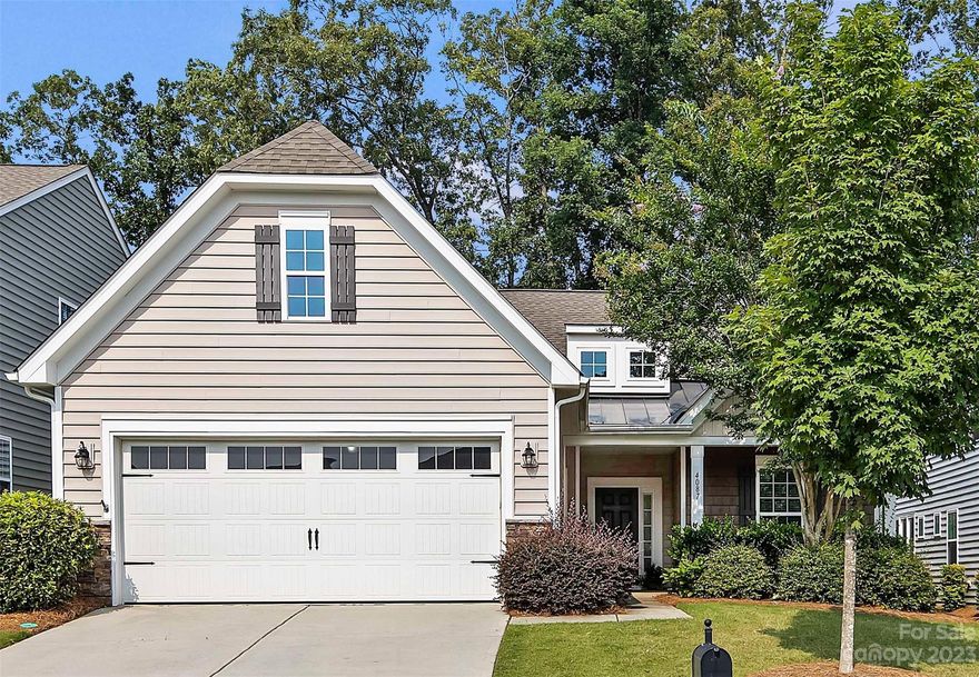 Awesome home in sought after Carolina Reserves. Come live the easy life, all on one level! Covered front porch leads you into a welcoming foyer & open kitchen. Upgraded gourmet kitchen features double wall ovens, gas cooktop, french door refrigerator, microwave (all stainless appliances), granite countertops, pantry, breakfast bar, island & a large dining area. Primary suite incl a large bathroom w double sinks, linen closet and huge walk-in closet. Open floorplan, high ceilings, a bedroom and bath for your guests up front and even an additional flex room w glass doors to use as an office or sitting room. Fresh paint throughout the living areas. Lovely screened back porch & patio to enjoy the beautiful, private backyard. The HOA in this section covers lawn care. Upgrade-radiant barrier in the attic, keeps it cooler up there-good for the roof & can make less work for your HVAC! 2 car gar & an easy walk over to the pool, clubhouse, dog park & playground!  Showings begin Friday, July 21.