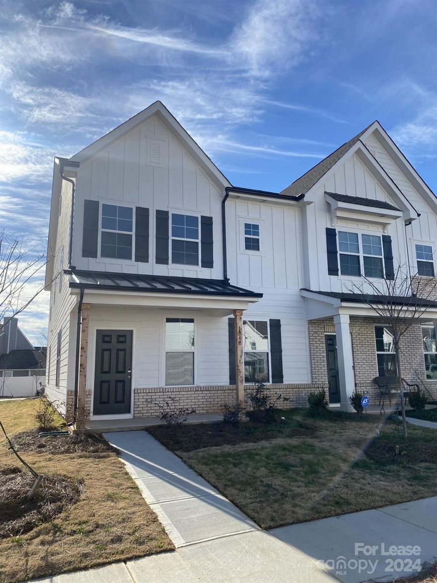 Close to shopping, dining and I-77 access.  End unit, 9 foot ceilings, and covered front porch  Primary bedroom has 2 walk in closets and both secondary bedrooms have walk in closets.  Kitchen has 5 burner gas stove, walk in pantry and granite countertops.  Rear load 2 car garage with 2 car driveway.  HOA maintained lawn.
To submit an application/background check/credit check for lease, please contact listing agent for owners contact information.  Owner will be the property manager.