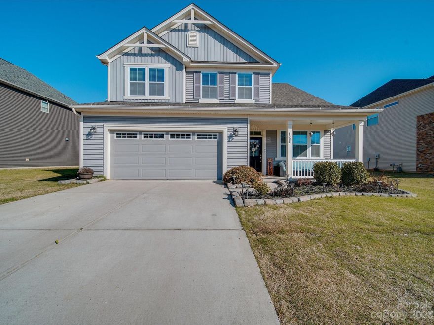 Nothing like this in the neighborhood!!  Homeowners have added an amazing stamped concrete back yard patio paradise! As you enter, you'll be welcomed by a beautiful covered front porch perfect for relaxing and small gatherings.  Step inside, you will love the open floor plan.  Office with french doors, beautiful living area that sits next to your gourmet kitchen and open concept dining area.  Main level primary bedroom  is very spacious with your very own private sunroom area perfect for reading, morning coffee or even a pelaton.  The main primary bathroom boasts a beautiful garden tub and walk in closet.  There's nothing about this home you won't love!  You can also enter through the garage and walk right into your mud room, sitting area with built in bench nook, laundry room and huge walk in pantry.  Upstairs is a very large bonus room, two guest rooms and full bathroom.  Every attention to detail has been thought of.