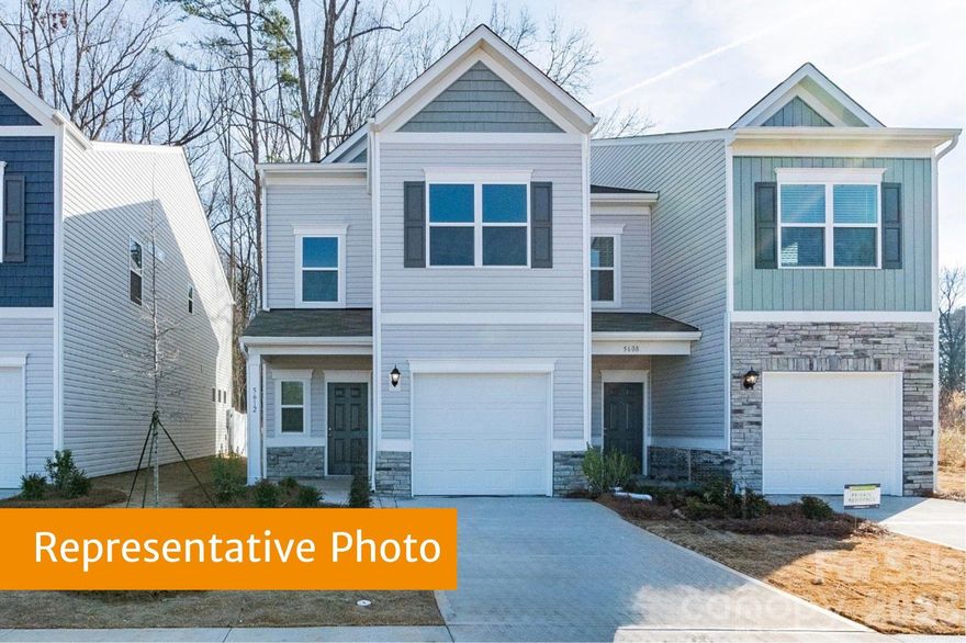 Discover the Rutledge floorplan at Hickory Glen —just 10 minutes from Uptown Charlotte! This two-story townhome offers 1,443 sq ft of comfortable living space with 3 bedrooms and 2.5 bathrooms. The open-concept main level showcases a stylish kitchen with, granite countertops, a spacious island, stainless steel appliances, and a pantry. The kitchen flows into the dining area and large family room, making it ideal for both everyday living and entertaining. Vinyl plank flooring extends throughout the entire first floor for added character.

Upstairs, the primary suite boasts a walk-in closet, and an en-suite bath with double quartz vanities and a large shower. Two additional bedrooms, a full bathroom, and a convenient laundry room complete the upper level. All baths and laundry have durable vinyl plank flooring. Hickory Glen is a boutique community of just 46 homes, all in duet style buildings for added privacy and natural light!