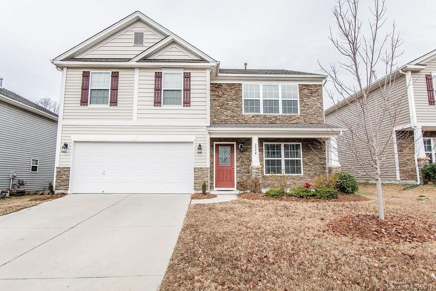 Popular floorplan in desirable Reid Pointe with covered front porch. Large office/flex space on main, no carpet on main, functional layout, gas log fireplace, new appliances, large bedrooms, vaulted ceiling in master and huge walk in closet, screened porch with wood burning chimney fireplace w/stacked stone , trees planted in backyard for privacy. Minutes from Ballantyne!