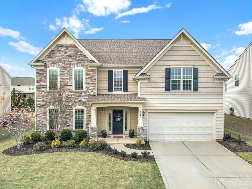 Beautiful home located in Audubon Lake neighborhood, within walking distance to the community pool and playground! This open concept floor plan features a beautiful two story entry way, formal dining room, living room, kitchen, breakfast area, flex space that has glass french doors which is perfect for playroom or office, half bath, and mud room. The kitchen features white cabinets, granite counter tops, stainless steel appliances, gas range, large breakfast bar, and tile backsplash. Upstairs has large primary suite, three additional bedrooms, full bath with double vanity, laundry room, and a large bonus room. Meticulously maintained fenced-in yard with stamped concrete patio, fire pit and pergola. Yard truly is in pristine condition, looks like a golf course! Audubon Lake features a community pool, playground, planned social activities, outdoor pavilion, and is located close to Ballantyne and Fort Mill. The list goes on about this move in ready home, come see it for yourself!