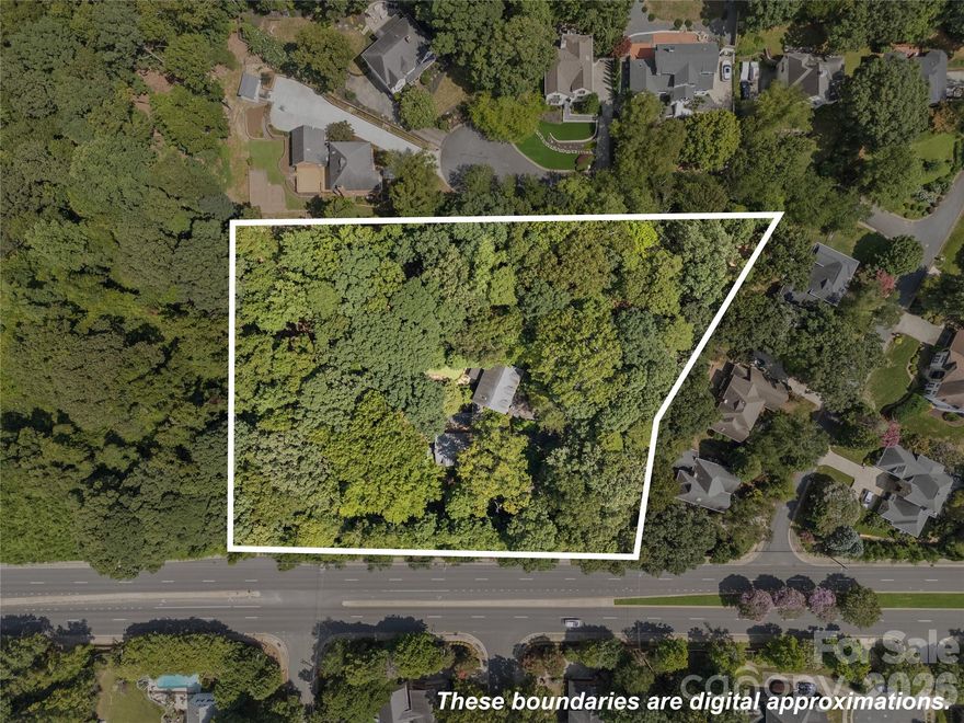 A rare land offering in the heart of Charlotte. Set on 2.5 acres just moments from SouthPark and Quail Hollow, this property presents an extraordinary canvas for a luxury redevelopment, multiple high-end residences or custom estate. Situated adjacent to the Wellesford pocket neighborhood and backing to Walthall Court, the site provides valuable flexibility for design, circulation, and access. The existing structure is not habitable and conveys at no value, creating a clean opportunity for a new vision in a premier residential corridor.