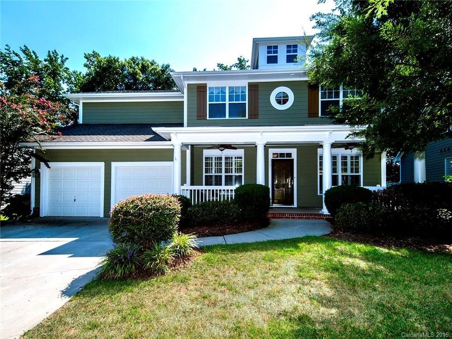 Craftsman 2-story home with double bay garage in desirable Cornelius neighborhood, Westmoreland. Home has formal dining room, study/office, open concept kitchen and great room, main floor guest bedroom and full bath.  It is on a private, fenced lot with rocking chair front porch and backyard deck. Granite counters and moldings galore! Home has hardwoods throughout, including all of upstairs. Master bdm is upstairs. Loft and separate bonus room! A-rated schools! Awesome neighborhood amenities!