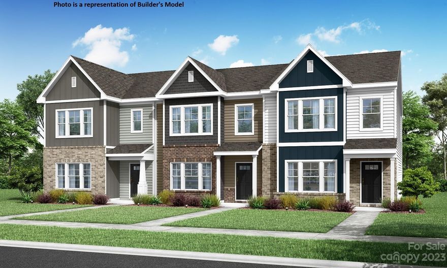 MOVE IN READY HOME 2 car garage. 2 spacious bedrooms, loft & 2.5 baths. The main level is designed with a convenient drop zone entering from garage. The kitchen features 42” cabinets with granite counter tops and an oversized breakfast bar, overlooking the living area, great for everyday living or entertaining. The upper level offers an Owner’s Suite designed with a walk-in closet and an ensuite bathroom featuring dual sinks and a walk-in shower, in addition to the spacious secondary bedroom. All these convenient features with a fantastic location in Gastonia just over a mile from Franklin Urban Sports & Entertainment (FUSE) just west of Charlotte, less than a 1/2 mile from I-85, less than 15 miles to Charlotte Douglas International Airport and the Queen City, making commutes from Copper Mill a breeze for both work and play! Take this opportunity of Affordable prices and Incredible Incentives to make your dream home a reality.
* Up to $10,500 towards Financing Cost w preferred Lender.