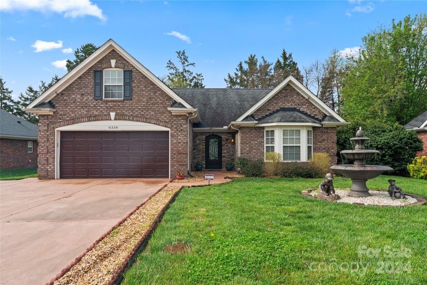 FULL-BRICK RANCH w/BON RM above garage just waiting for you! Located on a cul-de-sac in a quiet & cozy neighborhood just outside the hustle & bustle of the big city w/NO HOA but still close enough for easy access to everything...shopping, dining, entertainment, sports & all the fun things Harrisburg has to offer. Highly rated Cabarrus county schools. Prepare to be impressed w/the HEAVY (and I mean HEAVY) ornate beautiful cast iron front door. Step inside to the spacious open floor plan that features hrdwd floors throughout the main areas & one BR + durable laminate in the other two BRs. Great room boasts a vaulted ceiling, ceiling fan, gas-log FP & easy access to the bright tile-floor sunroom. KIT provides an abundance of cabinets & solid-surface counters w/SS apps INCLUDING a french-door refrigerator. DR w/bay window allows a perfect view of the lush backyard...a gardener's dream w/space to create + outdoor shed for all your storage needs. New neutral paint! Bubbling water fountain!