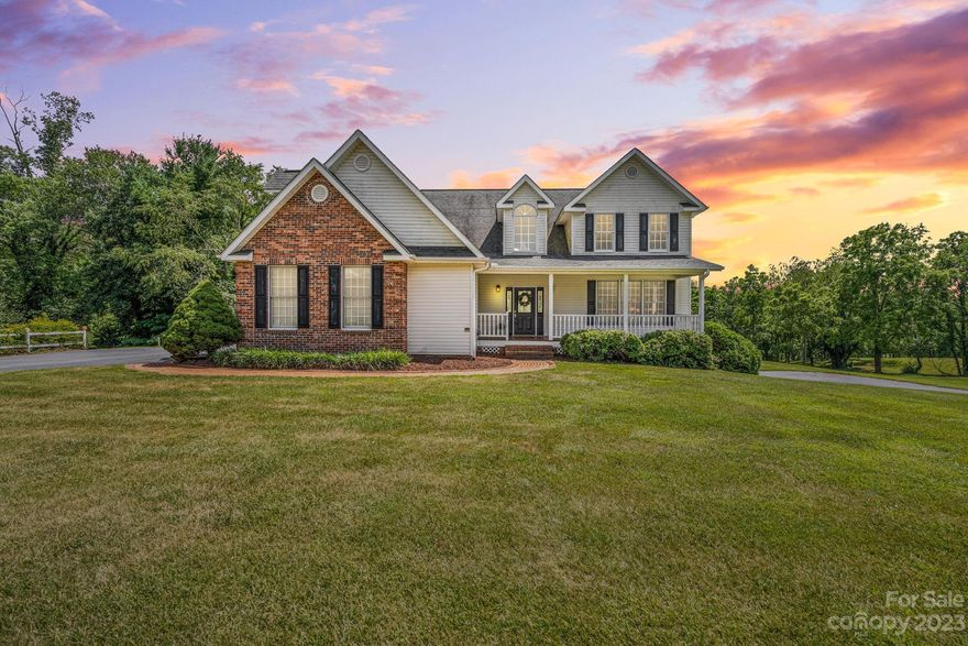 Charming 3-bedroom, 2.5-bathroom in desirable Caldonia community. This beauty offers ample room for comfortable living. Inside, you'll find an open floor plan and main-level living with high ceilings and a cozy fireplace in the living room. Enjoy the breathtaking view of the open sky from the large back deck, perfect for stargazing or simply relaxing. The chef's kitchen boasts granite countertops and a gas stove, making cooking a breeze. The primary suite and laundry on the main level are perfect additions.  You will love the sunroom on the back of the house and the covered front porch just waiting for some rocking chairs. Upstairs, you'll find two bedrooms, a bathroom, and a bonus landing area. The lower level features a finished bonus room and over 1000 square feet of unfinished space ready for expansion. Plenty of garage parking, two cars on the main, and three tandem cars in the basement with additional parking in the two driveways.  Don't let this one get away.