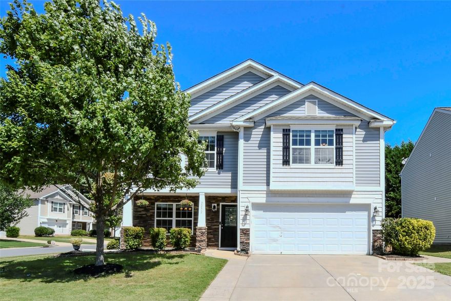 Come enjoy this move in ready 4-bed, 2.5-bath corner-lot home with 2.276 sqf/ft in the desirable Reid Pointe neighborhood of Indian Land. Ideally located minutes from both Ballantyne & Fort Mill this location has everything including the very desirable top rated schools! as well as a community outdoor pool! Inside, you'll find abundant natural light. The kitchen features updated white cabinets and a refrigerator that conveys. Kitchen connects to the large living room which is great for entertainment, and it also overlooks your peaceful fenced in backyard. Upstairs you have the large, bright primary bedroom with plenty of windows for natural light and three additional bedrooms that are spacious and comfortable. The laundry room is upstairs for easy convenience as well.  Outside step to your fenced-in backyard with paver patio, perfect for entertaining friends and family to create amazing memories in this family friendly neighborhood.