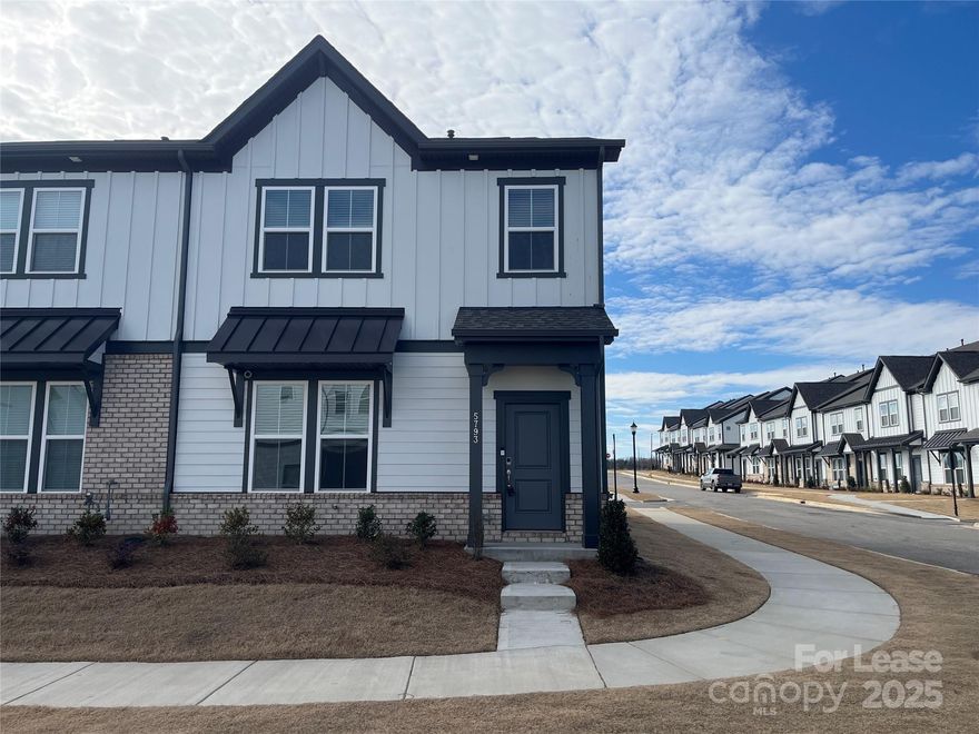 This wonderful 3 bed, 2.5 bath, 1,849 sq. ft. town home in the Farmington community is just waiting for you! Your spacious home welcomes you with an open plan living room, dining area and eat-in kitchen with beautiful wood laminate throughout. You'll enjoy cooking and entertaining in your kitchen, which features a breakfast bar island w/farmhouse sink, quartz countertops, stainless steel appliances, pantry and white cabinetry and backsplash. Start your day with a cup of coffee on the covered patio! Upstairs, you have an office with French doors as well as the primary suite featuring a trey ceiling, dual sink vanity and walk-in shower. Two additional bedrooms share a second full bath with a dual vanity, rounding out this spacious home. Washer and dryer are included for resident use! Your new neighborhood is near I-485, Rocky River Rd., restaurants and grocers.