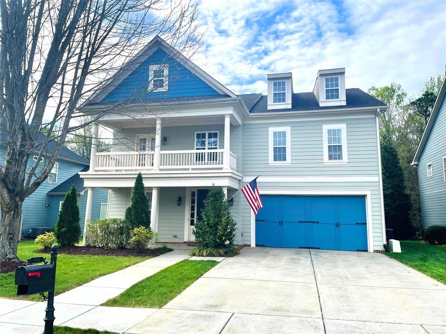 An exciting find in a prestigious neighborhood. This 4 bedroom, 3 ½ bath home offers a scenic, private backyard with a fire pit and seating wall. The foyer welcomes you into the office/sitting room in the front and a spacious formal dining room as you move to the family room. The family room has a gas log fireplace, built-in bookshelves and a view of the private backyard. The well-appointed kitchen has a bay window breakfast area, a large island, gas range and an abundance of cabinet space. The spacious primary suite is upstairs with a jetted, garden tub, separate shower, ceramic tile floor and plenty of countertop space with the wrap-around double bowl vanity. Two of the secondary bedrooms share a Jack and Jill bath while the fourth bedroom has access to a hall bath with a tile floor. A secondary bedroom has direct access to the upper balcony to enjoy the sights and sounds of a peaceful cul-de-sac. An open loft area is perfect for watching TV or playing games. There is a magnificent Clubhouse with a huge pool, tennis courts, basketball courts, beach volleyball court and a well-equipped workout facility. All these just minutes away from Ballantyne, shopping, restaurants and medical facilities All this and still the low SC property taxes.