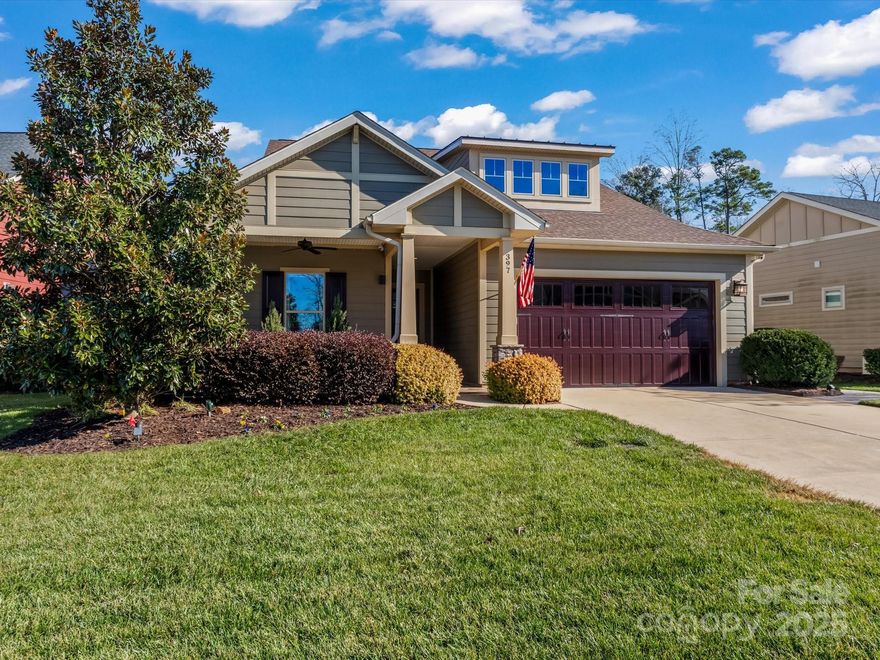 Discover luxury living in this beautifully maintained, single-story home w/ 2 bedrooms & a flex room. From the inviting, covered, & tiled front porch, step inside to find a light-filled haven that effortlessly blends comfort & sophistication.The spacious tiled screened porch w/ a gas fireplace serves as the perfect spot for year-round enjoyment, while the professionally landscaped backyard offers vibrant beauty w/ raised flower beds & patio.The open floor plan seamlessly connects indoor & outdoor living w/ two expansive rolling glass walls, creating a perfect flow for entertaining. Inside, wide plank hardwood floors enhance the home’s warm & ambiance. Highlights incl. a gourmet kitchen w/ an oversized island, cabinet lighting, separate dining area. Enjoy a flex room w/ double doors, a great room w/ scenic views, & a cozy keeping room & fireplace.The primary suite provides a serene retreat w/a bay window, & spa-like finishes.The expanded laundry rm offers a wash sink & abundant storage.