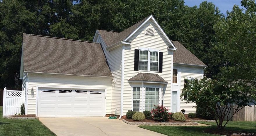 Low maintenance, immaculate three bedroom home with upgraded kitchen (granite and tile). Large private back yard with storage shed. Well-maintained - HVAC two years ago; roof replaced five years ago; garage door and opener replaced two years ago; termite bond paid through May 2016. Minutes from I-485 Exit 52.