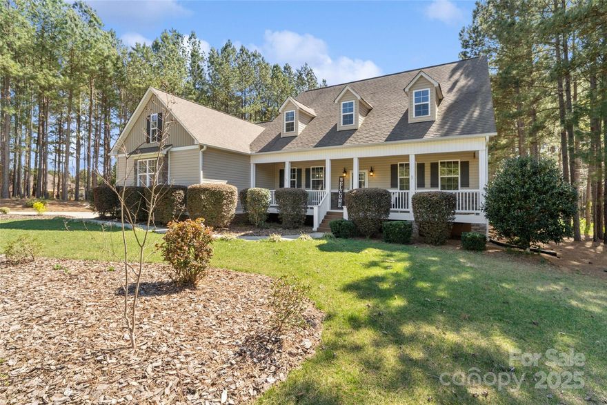 Situated on a picturesque 1-acre lot in the desirable Lauren Pines community, this stunning home is move-in ready & waiting for you! Step inside to a soaring vaulted living room with a cozy gas log fireplace, creating a warm & inviting atmosphere. The beautifully designed kitchen features sleek stainless steel appliances—including refrigerator—a walk-in pantry & there is a convenient drop zone. The main-level primary suite is a true retreat, offering dual vanities, classic clawfoot tub & separate shower. 2 additional bedrooms on the main floor provide plenty of space for family or guests. Upstairs, you’ll find a 4th bedroom, another full bath & an expansive bonus room—perfect for a playroom, media space, home office or all of the above! Walk-in attic storage provides additional space. Enjoy peaceful mornings on the rocking chair front porch or entertain on the back deck overlooking the fenced yard. A side-load two-car garage & a brand-new HVAC system (12-24) add to the home's appeal.