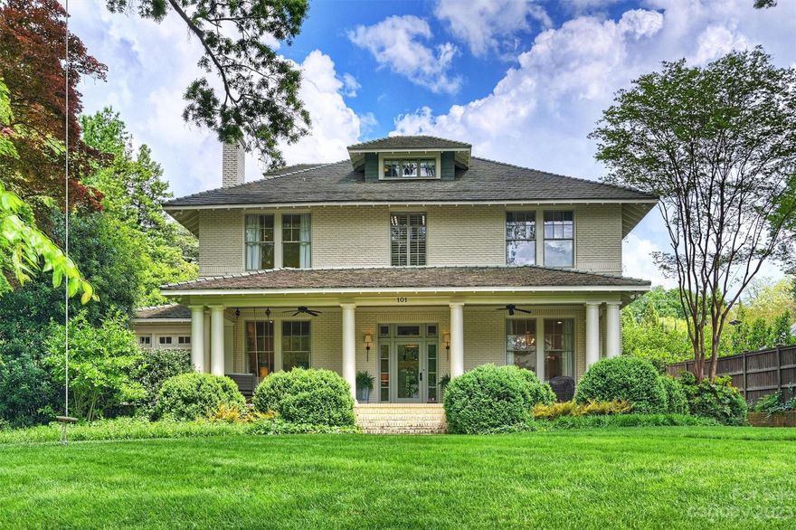 Absolutely breathtaking. 101 Hermitage Road circa 1913 is set on a prime 1/2 acre lot just a few doors down from the iconic Duke Mansion. 
Beautiful site lines, 12 foot ceilings & tall windows welcome an abundance of natural light. Grand elegant formals & comfortable living spaces allow for top notch entertaining & enjoyable daily life. The gorgeously renovated kitchen & open great room span the width of the home — a stunning design by renowned Ken Pursley. 3 sets of floor to ceiling french doors lead to the patio & lush back yard. Fantastic floor plan with welcoming foyer, large living room, light filled sun room, moody study, formal dining room, wet bar, hidden door laundry room, rear entry drop zone, 5 bedrooms, 5.5  bathrooms + a bonus room & exercise nook. Complete with a detached 2-car garage & tons of storage throughout. Welcome home!