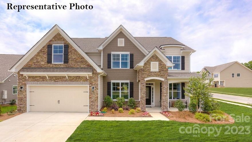 Just released, our best selling Washington floorplan! This open floorplan features a dedicated office with glass french doors, large family room with gas fireplace and built-in cabinets, sunroom off the kitchen area, 1st floor guest suite with full bath, butler’s pantry and a drop zone conveniently located off of the garage entrance. Huge gourmet kitchen with quartz countertops, tile backsplash, stainless steel gas cooktop, wall oven and microwave. Upstairs you will find the spacious primary bedroom plus 3 other bedrooms and a large bonus room. Our community offers resort style amenities in sought after location, close to Ballantyne conveniences with low Lancaster County taxes! REPRESENTATIVE PHOTOS