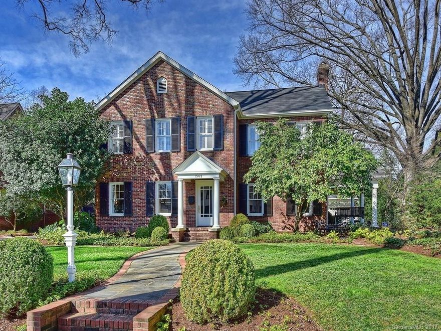 This is one of Myers Park's finest houses on a quiet, tree-lined street. The exterior and interior have been impeccably enhanced and maintained over the years. Wide-cased openings, high ceilings, an abundance of windows combined with handsome moldings come together to create an open and sunny feeling throughout. Cook's kitchen, butler's pantry, and family rooms connect. Beautiful master retreat. Third floor bonus. Covered porches & patio. New garage. Exquisite landscaping and private back yard.