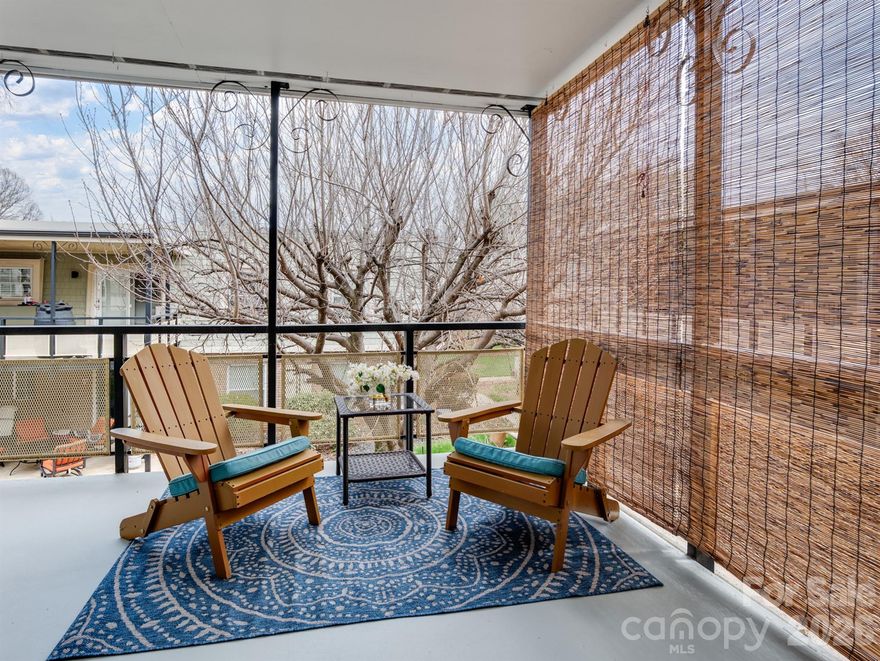 Convenience at your fingertips! Very desirable second level three bedroom condo in the Dilworth/Sedgefield area. The generously sized living room features attractive tile floors, matching the kitchen tile, new lighting and opens to the dining room with hardwood floors. The kitchen has been updated with newer cabinets, tile floors, appliances, granite countertops and includes an inside washer and dryer. The two full baths have been updated with newer vanities, mirrors, tub surrounds and tile floors. The covered porch, accessed through the sliding glass door at the dining room, overlooks the courtyard and includes an outside locking storage closet. Whether sipping coffee on your covered porch overlooking the courtyard or entertaining in your new place, you will enjoy the spaciousness and convenience this condo offers. All bedrooms have ceiling fan/light combinations. The condo has been recently painted and is move-in ready. Walk to shopping, restaurants, to a nearby walking trail or enjoy the inground swimming pool on a hot summer day. This location is minutes from uptown, Freedom Park, East Blvd and Park Road Shopping Center to name a few. You can't beat this home for the convenience, price and all of the nearby amenities! Water and sewer are included in the HOA dues.