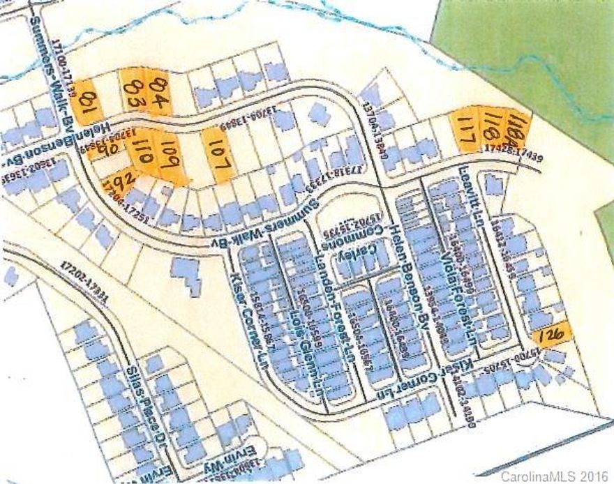 List Price includes 10 individual lots in Summers Walk. Lots 83,84,90,92,107,109,110,117,118,118A. Fabulous location close to I-77, I-85 and I-485. Perfect for a builder/developer to buy as a bundle package to build custom homes.  Neighborhood features 3,300 sq ft club house, playground, swimming pool, dog park and walking trails! See MLS#3239359 and 3239587; All 10 lots broken into two bundles of 5 lots each.