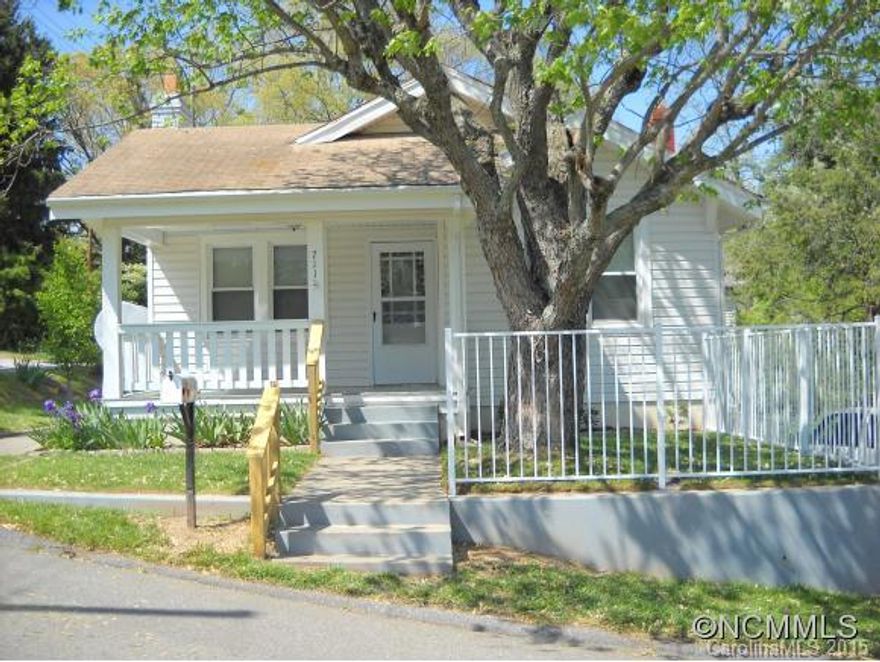 Adorable cottage in good condition, close in to Asheville and convenient to everything. Big fenced backyard for the dogs, and a covered front porch. Hardwood floors and a basement workshop. It is on a corner lot in a nice neighborhood. Cute dining nook with pass thru. Laundry room, room/office. Lots of windows. Great house for first time buyer.