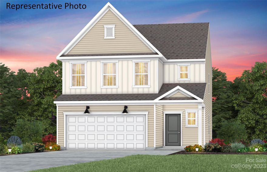 New price using our Flex Cash Incentive, call for details.  New Construction Home ready February in Brand New Neighborhood! Located minutes away from the Whitewater Center, shopping and dining and proximity to Mountain Island Lake and Charlotte Douglas International Airport.  This Harris is a 4 bed, 3.0 bath open floor plan.  Main floor includes Guest Bedroom with Full Bathroom, Dining Area, Kitchen with White Cabinets, Granite Countertops, Stainless Appliances and extended Bar-top, and more.  Second floor includes Owner's Suite with Walk-in Shower; Secondary Bedrooms with Bathroom, Laundry, and large Loft.  Move-in Package included with Refridgerator, Wash & Dryer and Standard Window Blinds.  Please contact listing office to set an appointment to view home site and floor.  HOA fees include High-Speed Internet and TV service. All Photos are representative only, not of this home.
