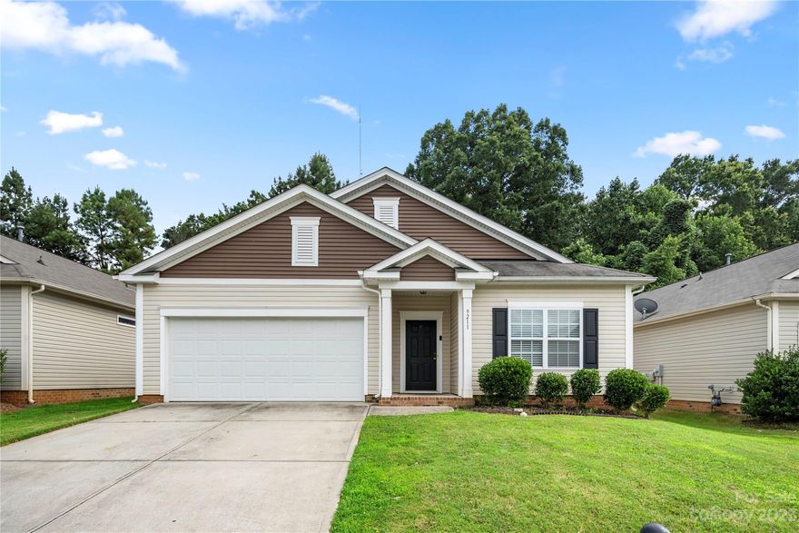 Ranch style home with an open floor plan that includes 3 bedrooms, 2 bathrooms and a separate office/flex space. Large foyer area with a desk nook. Kitchen has upgraded cabinets with granite counter tops, stainless steel appliances, and pendant lights above the bar-height peninsula. The living room has 5 wireless recess speakers, perfect for movie nights and entertaining. Off the living room is a 12 x 12 patio slab and yard that backs up to a wooded tree line for nice privacy. The primary bedroom has plenty of space, a large walk-in closet and nice dual-vanity en suite bathroom. Split style, the 2nd and 3rd bedrooms are separated by a full bathroom. This home is very convenient to the University area, Light-rail station, I-85 and 485 as well as lots of shopping and dining.