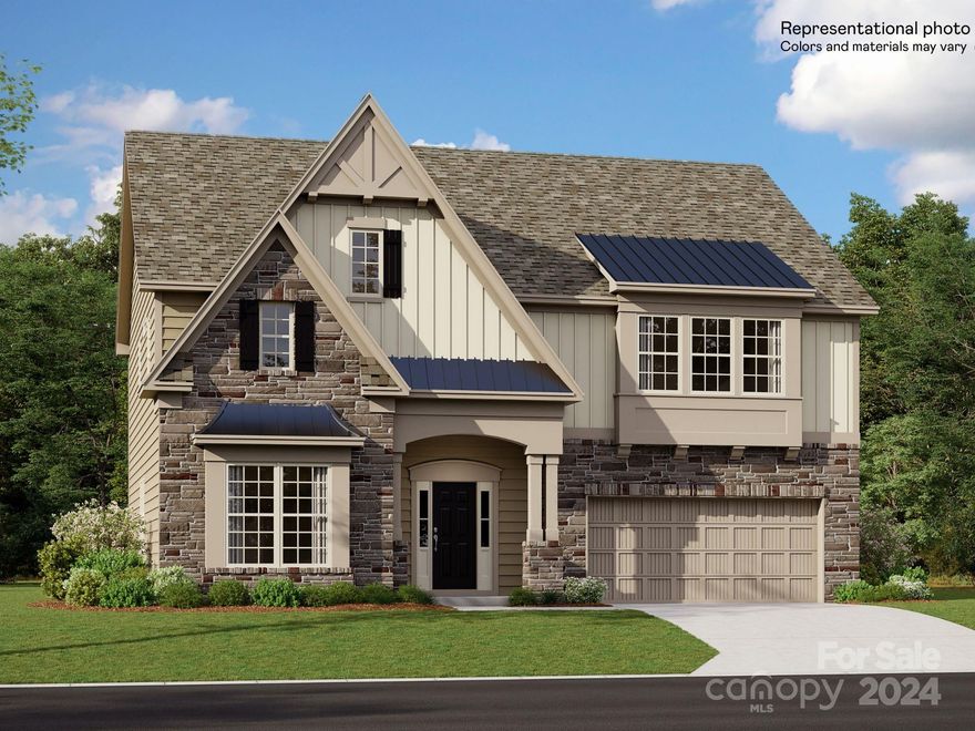 This new two-story home showcases an appealing modern design. The first floor features a family room with a fireplace, a kitchen with a breakfast room, a formal living and dining room with charm and a patio. The second floor hosts four bedrooms including a luxe owner’s suite, which all have walk-in closets. Options for upgrade include: a study in lieu of a living room. Plus, our signature Everything's Included program means you will get a gourmet kitchen with double ovens and cooktop, quartz or granite kitchen countertops, subway tile backsplash, ceramic tile, luxury vinyl plank flooring, and a gas fireplace (per plan) at no extra cost! Harris Mill located in a sought-after Indian Land, offers luxury homes and quarter acre and wooded homesites. Homeowners will enjoy nearby proximity to great shopping and dining at the Promenade at Carolina Reserve, Waxhaw, and Ballantyne.
