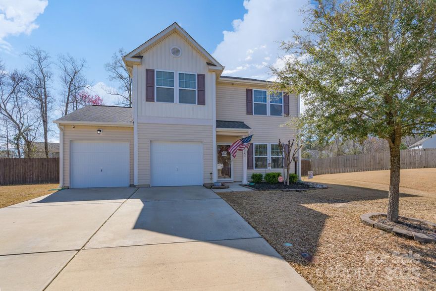 You will fall in love with this beautifully updated 3-bedroom, 2.5-bath home on a spacious 0.39-acre cul-de-sac lot in Clover, SC! This charming home features newly custom-painted walls and an inviting living area with a stylish shiplap fireplace and elongated electric fire unit. The kitchen boasts gorgeous white painted cabinets, granite countertops, stainless appliances with a brand-new LG stainless dishwasher. Awesome wide plank laminate flooring on main level. Upstairs, a versatile loft area offers the perfect space for kids, a home office, or a cozy retreat. The updated half bath adds modern convenience, while the laundry room shines with new flooring. Enjoy outdoor patio living in the private, fenced backyard ideal for relaxing or entertaining. Located in the highly sought-after Clover School District & just minutes from downtown Clover’s shopping and dining. This home offers the perfect blend of comfort & convenience. Don’t miss out, schedule your showing today!  "Welcome Home!"