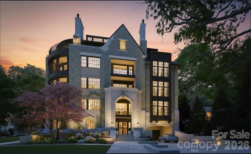 Myers Park has long stood as one of Charlotte’s most iconic neighborhoods a sanctuary of tree-lined boulevards, timeless architecture, and proximity to the city’s most cherished institutions. Its streets tell a story , a narrative that continues to inspire. Within this coveted setting, 2129 Queens Road West introduces a new chapter, one that pairs the prestige of location with the simplicity of a lock-and-leave lifestyle. Thoughtfully designed to harmonize with its historic surroundings, this boutique community redefines effortless living. With only 13 residences, each spanning 2,958 to 4,111 square feet, these homes embody a delicate balance: old-world artistry complemented by sleek, tailored millwork that anchors every space in modern precision. Two side-by-side parking spaces in a secure, gated garage ensure convenience without compromise. From private balconies, take in the views of Myers Park Country Club, its lush fairways, and the shimmering skyline of Uptown Charlotte. This is a daily reminder that beauty and vibrancy are always within reach. Clean-lined silhouettes and understated ornamentation reinterpret classical European influences through a contemporary lens, creating interiors that feel both timeless and distinctly now.
