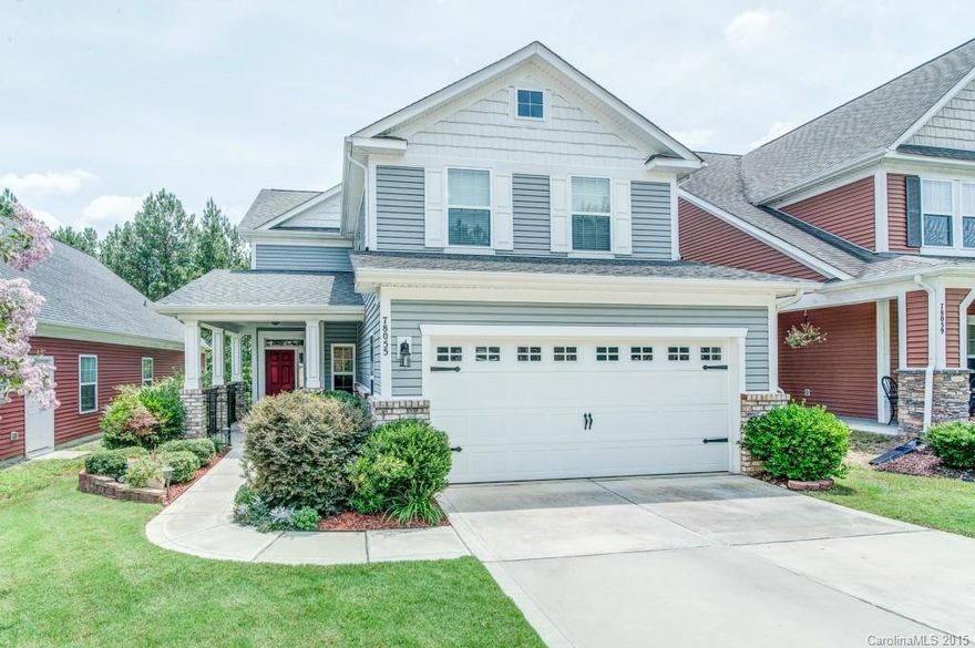 Indianland schools, 100% financing elig, borders Waxhaw, minutes to Ballantyne/Weddington, grand 2-story foyer, wood floors throughout 1st floor, stainless appliances, custom finished 42" cabinets, subway back splash, walk-in master closet w/ hanging system, media furniture & equipment negotiable.  Trails access, wooded area behind the thoughtfully landscaped/fenced back yard w/fire pit & granite top cooking/prep area and covered porch. Front irrigation, rear yard ground lights, patio furn. neg.