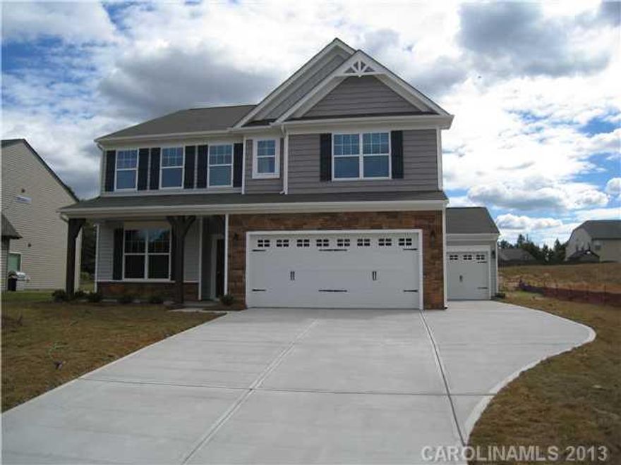New floorplan with TONS of room!  Garden tub in master bath, Jack and Jill bath on 2nd floor, upgraded plumbing and light fixtures, interior AND exterior trim package upgrades, designer interior paint, iron rail and pickets and hardwoods on first floor!  Premier Kitchen includes birch cabinets, granite countertops, ceramic backsplash and stainless appliances!  Come see this one today!