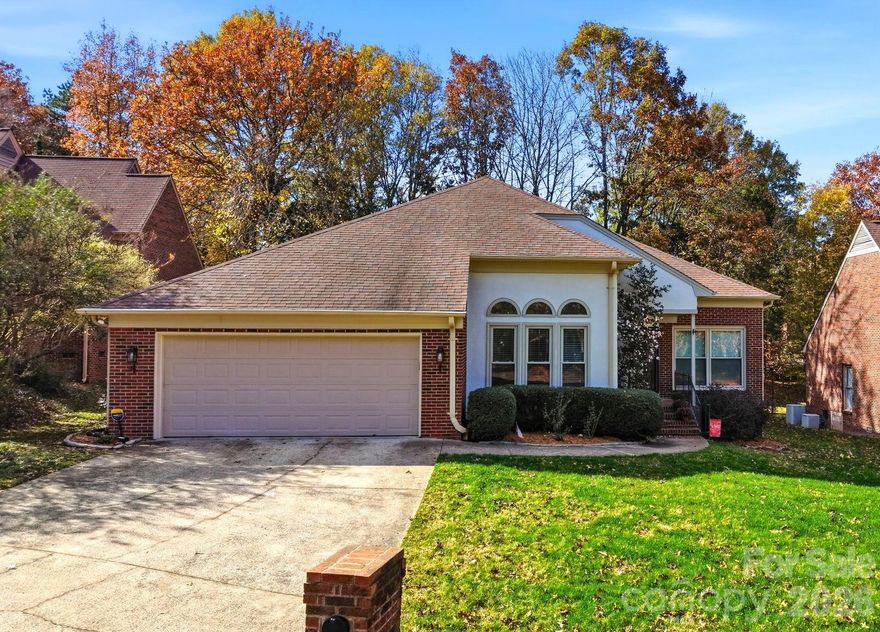New Price! Rare one-level opportunity in gated Carsons Pond at $589,500. Enjoy low-maintenance living in this gated neighborhood with community amenities including pool, tennis, pickleball, lawn care, playground, and more. Spacious floor plan, bright sunroom, private deck, and oversized garage offer the space homeowners want without the upkeep. Seller offering exceptional value in one of South Charlotte’s most desirable established communities.
The open floor plan seamlessly connects the kitchen, family room, and dining area—perfect for both everyday living and entertaining. Distinctive sunken living area creates an inviting conversation space and architectural character rarely found in newer homes. Enjoy hardwood flooring throughout the main living areas, fresh interior paint, and stylish matte-black hardware on the doors. The light-filled kitchen features neutral gray tile flooring, granite countertops, freshly painted cabinets, new matte black cabinet hardware, a newer convection oven & dishwasher in '24. The full bathroom has been updated with new tile flooring and tile bath/shower surround, vanity, lighting, fan, faucets, and mirror. The expansive owner’s suite includes a refreshed en-suite bath with a painted dual-sink vanity, new mirrors, lighting, and hardware.
The HOA dues cover care of the ponds and community property, gate, guardhouse, streets, community water lines, water & sewer bill for the home, lights, clubhouse, pool, tennis and pickleball courts, playground and all lawn maintenance including fertilizing, aerating, seeding and leaves. Conveniently located close to shopping, dining, grocery stores, and more—this home offers comfort, style, and convenience in one beautiful package. The AC & Furnace are under warranty until 2031.
Additional updates include: An EV Plug in the garage, new irrigation system on the front lawn in '25 with a rain sensor & app for the phone and a new main water pipe in '25.