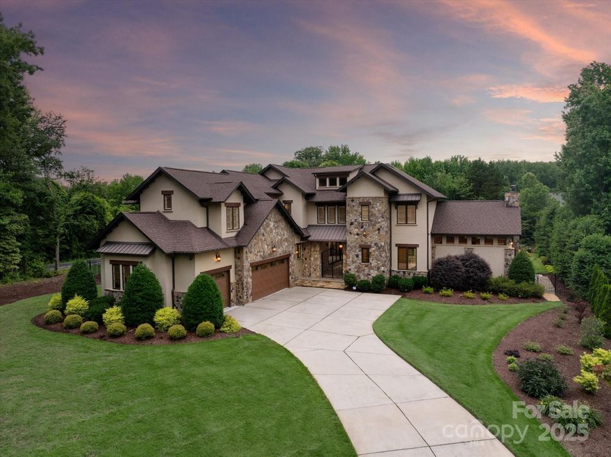 One of kind custom home w/ amazing outdoor spaces located on one of the most private cul de sac lots in Providence Downs backing to beautiful horse farm. Built in 2015, this home features Hickory floors thru-out main level and triple crown molding.  Great floor plan with almost 2900sf of living space on main floor including primary bedroom with fully renovated custom primary bath with amazing walk in closet, detached guest suite w/full bath & separate office. Upstairs features 3 secondary rooms, 2 full baths, bonus room & additional media/flex room plus large walk in attic. Beautiful kitchen features 6 burner gas range w/double ovens, pot filler faucet, custom pull out spice racks & walk in pantry. Home is designed around the beautiful outdoor spaces which includes over 2000sf of travertine covered porch & patio space, in ground pool, separate hot tub, HUGE outdoor covered kitchen & outdoor wood burning fireplace w/gas starter. Energy efficient home includes solar panels ($46k expense)