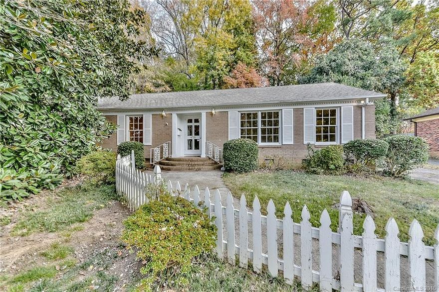 Fixer upper in the heart of SouthPark. 3 bedrooms & 2 baths in this classic ranch home.  Spacious living room/dining room.  Large kitchen.  Cozy den with knotty pine walls.  Screened porch leads to fenced backyard.  Quiet and private outside, yet steps away from Sharon Corners and Whole Foods.  Walking distance to Fairmeadows swim club. Lot extends well beyond rear fence.