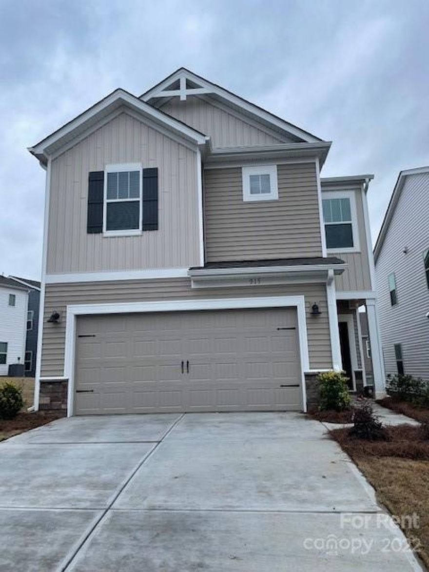 Brand new home in Fort Mill with attached 2 car garage available for immediate move in! Main floor has hardwood throughout, a half bath, large open floor plan with a chefs kitchen. Quartz countertops, linen cabinets, SS appliances, large island, double oven and walk in pantry! Upstairs is a loft with a little niche perfect for an office, laundry room with washer dryer included. Two bedrooms have a jack and jill bath, and primary suite has dual sinks, huge closet, walk in shower, and a sitting area.