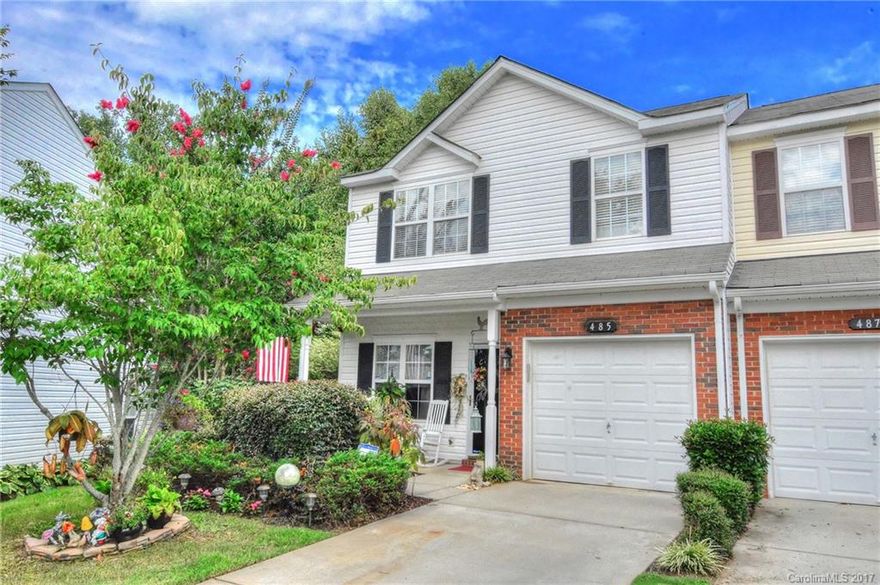 One of a Kind End Unit w/Extended Driveway & Extended Backyard Patio with Wooded Privacy. 2BR, 2BA w/loft which can easily be converted to 3rd BR. Ceramic tile throughout downstairs, in baths & laundry rm. Beautiful white kitchen with 42" cabinets. Master BR has French Doors opening into Office/Hobby Rm/Nursery. 1 Car Garage w/ driveway that allows for 2 additional vehicles - this is such a PLUS for the buyer! Large patio in back includes motorized awning to enjoy a shady afternoon. Water in HOA