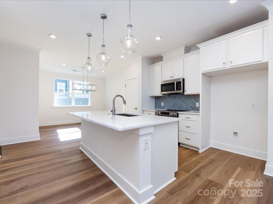 This Indie home is designed for flexible living and low-maintenance comfort, with distinctive details throughout. The spacious living area features an open-concept layout anchored by a bright white kitchen with a central island, matte black hardware, ample storage, and GE stainless steel appliances. Contemporary lighting and smart home features add everyday ease, while a balcony off the living room extends the living space outdoors. Outdoor living and a two-bay tandem garage provide added functionality, creating a home that balances modern design with practical comfort.