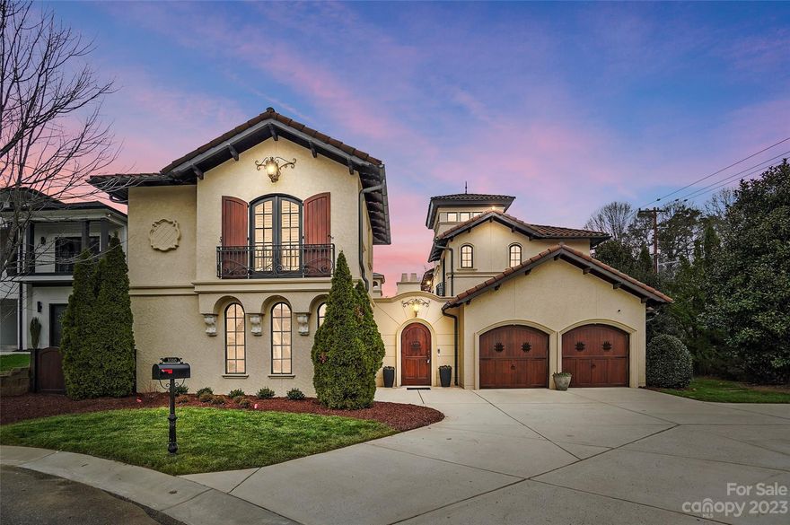 Experience the pinnacle of luxury living in this captivating Mediterranean retreat nestled in the heart of South Park! Entering the stunning courtyard, you'll be immersed in a paradise that beckons with a pool, cascading waterfall, fountains, tanning area and a fireplace. Indoors, find intricate detailing, a great room with a soaring ceiling, skylight, and stone fireplace. The chef's kitchen dazzles with Calcutta Borghini Marble, top-tier appliances, and a custom hood. The dining room, with wine closets and a private porch. The Primary bedroom opens to a plunge pool, hot tub, and opulent amenities. Explore a vaulted office with soaring windows. The upper level offers en-suite bedrooms, a second laundry, a loft, and a bonus space. 3 laundry areas. A detached 2nd quarters living space offers privacy for house guests. Minutes from Carmel Country Club, this home embodies a glamorous lifestyle.